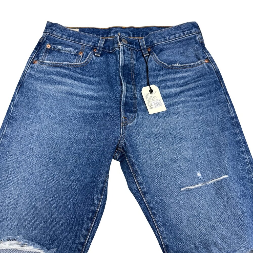Levi's Premium 501 Womens Blue Jean Pants Distressed Button Fly, Size 31/26 NWT - Picture 3 of 13